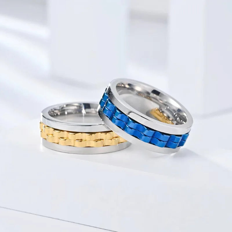 Punk Gear Rotating Fidget Spinner Ring – Titanium Steel Spinner Ring Qme