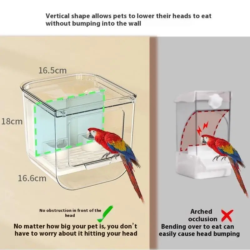 Automatic Bird Feeder Transparent Double Slot Hanging Cage Automatic Bird Feeder Qst