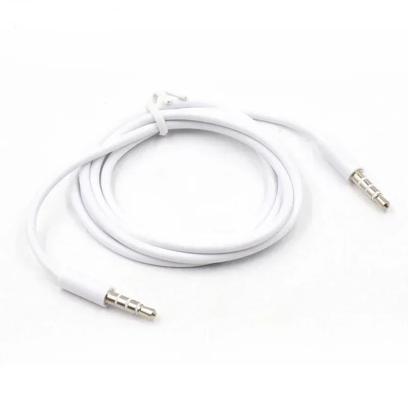 1m 3.5mm Aux Audio Male Cable – Stereo Car & Device Cable Aux Audio Cable Qme WHITE 1m