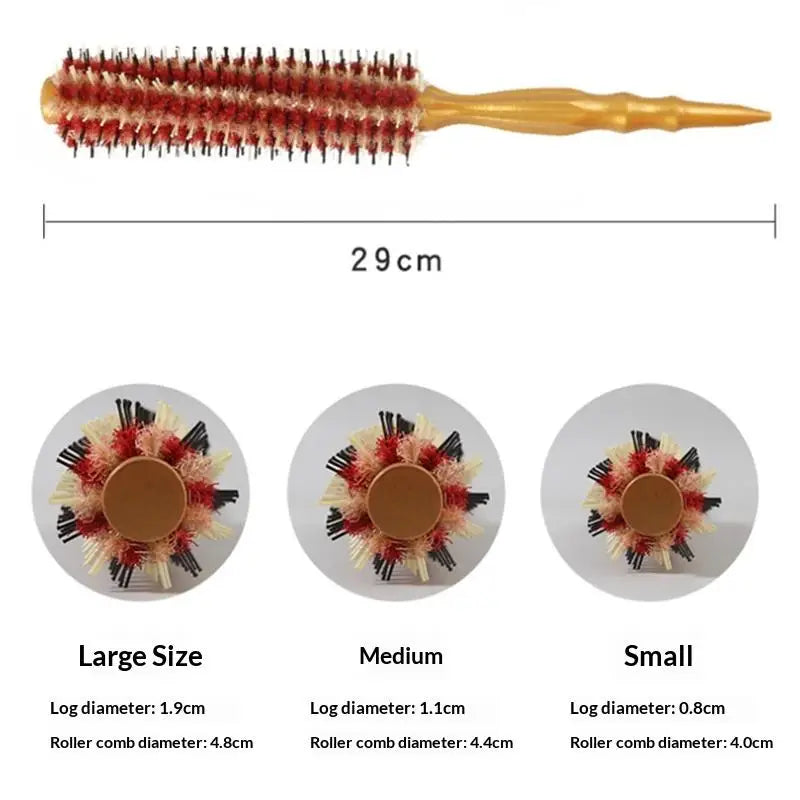 Round Boar Bristle Hair Brush – Detangling Styling Comb Round Hair Brush Qme