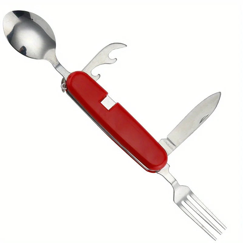 Folding Stainless Steel Cutlery Set – Spoon Fork Knife Combo Folding Cutlery Set Qme