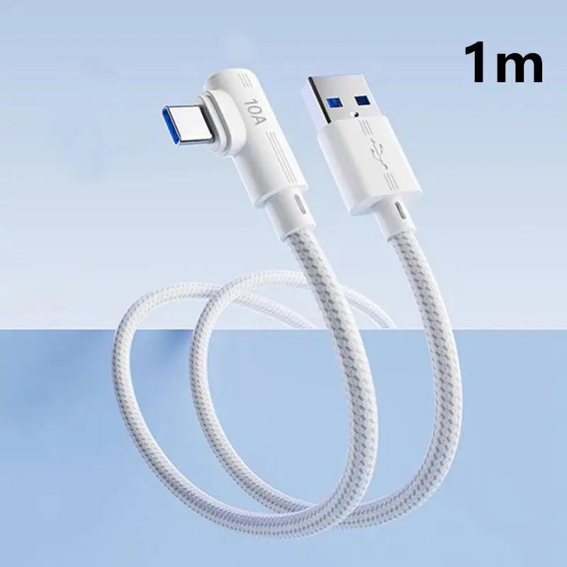 USB-C 240W Fast Charging Cable 90° Elbow | 1M–3M | Qme USB-C Charging Cable Qme white A-C 1m
