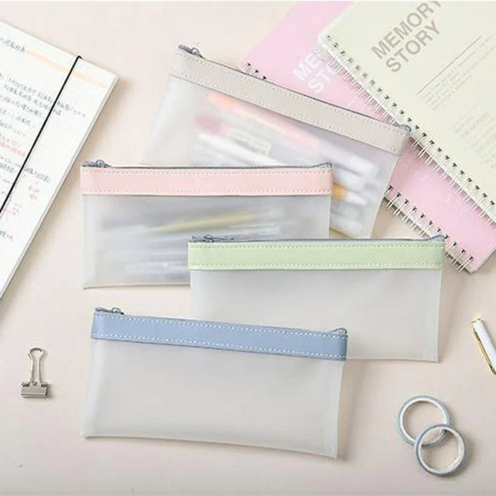 Frosted Transparent Waterproof Pencil Case | Kawaii School Organizer Pencil Case Qme
