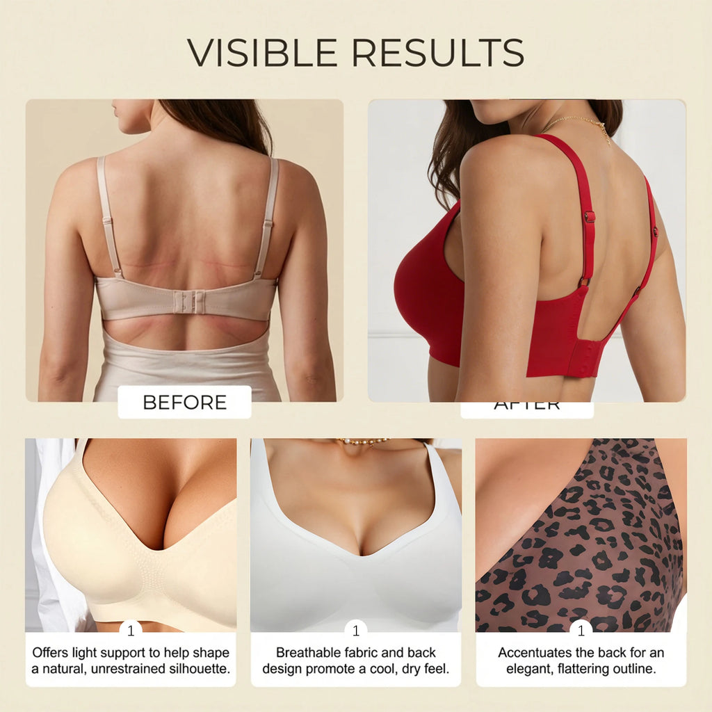 Women's Seamless Wireless Push-Up Bra – Deep V, 8 Colors S–3XL Wireless Push-Up Bra Qst