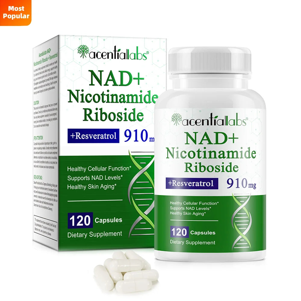 NAD+ Nicotinamide Riboside Capsules with Quercetin & Resveratrol NAD+ Supplement Capsules Qst 1botlle 120capsules