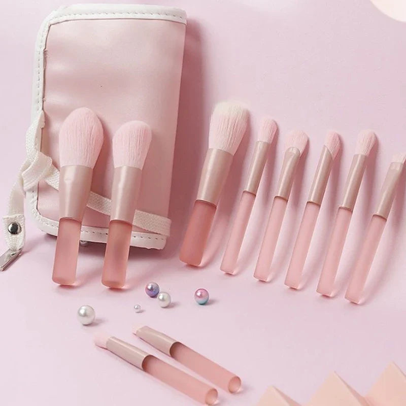 Mini Cherry Blossom Makeup Brush Set – 10 Pcs Travel Size Makeup Brush Set Qme