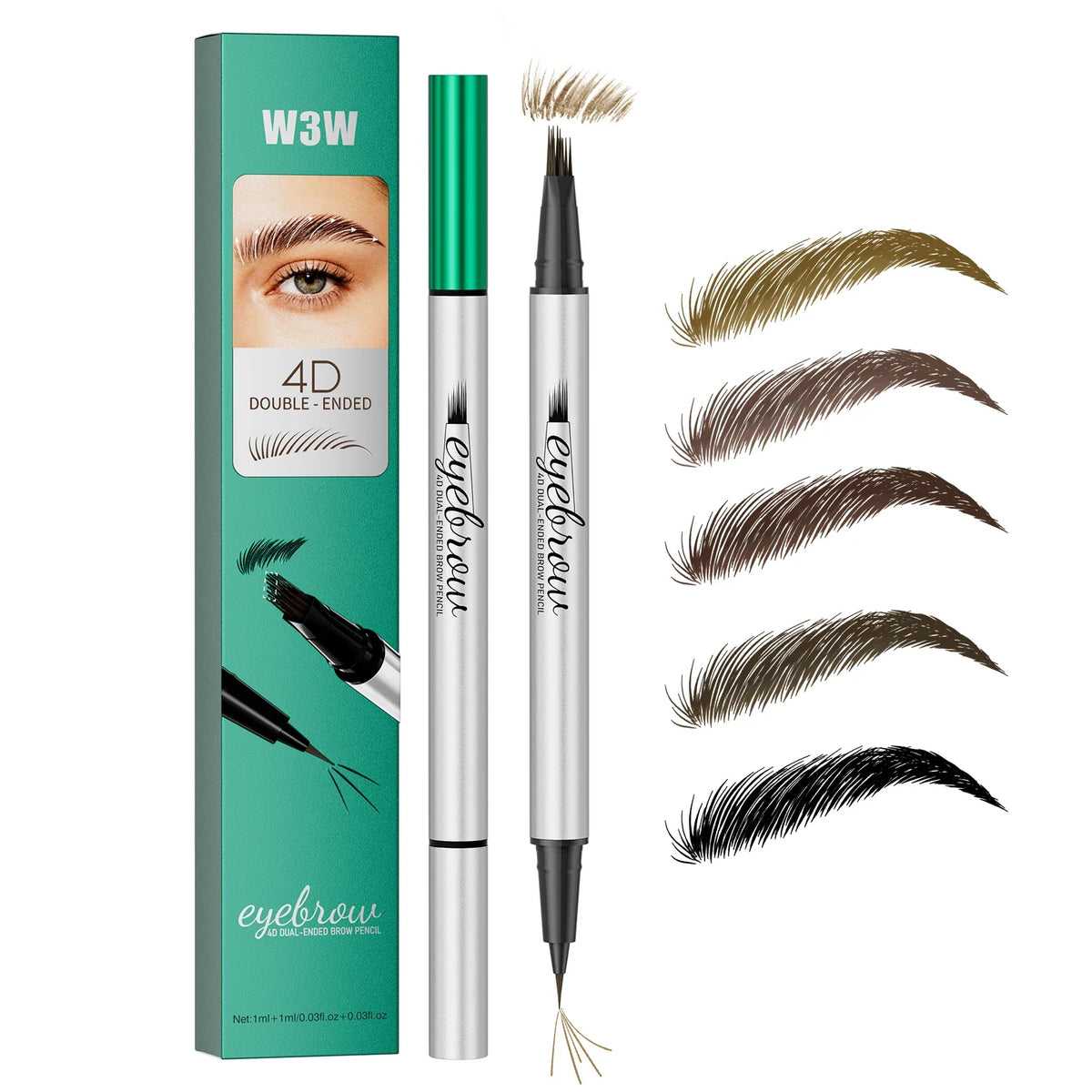 Dual-Ended Waterproof Eyebrow Pencil & Eyeliner – 5 Colors Eyebrow Pencil Qme