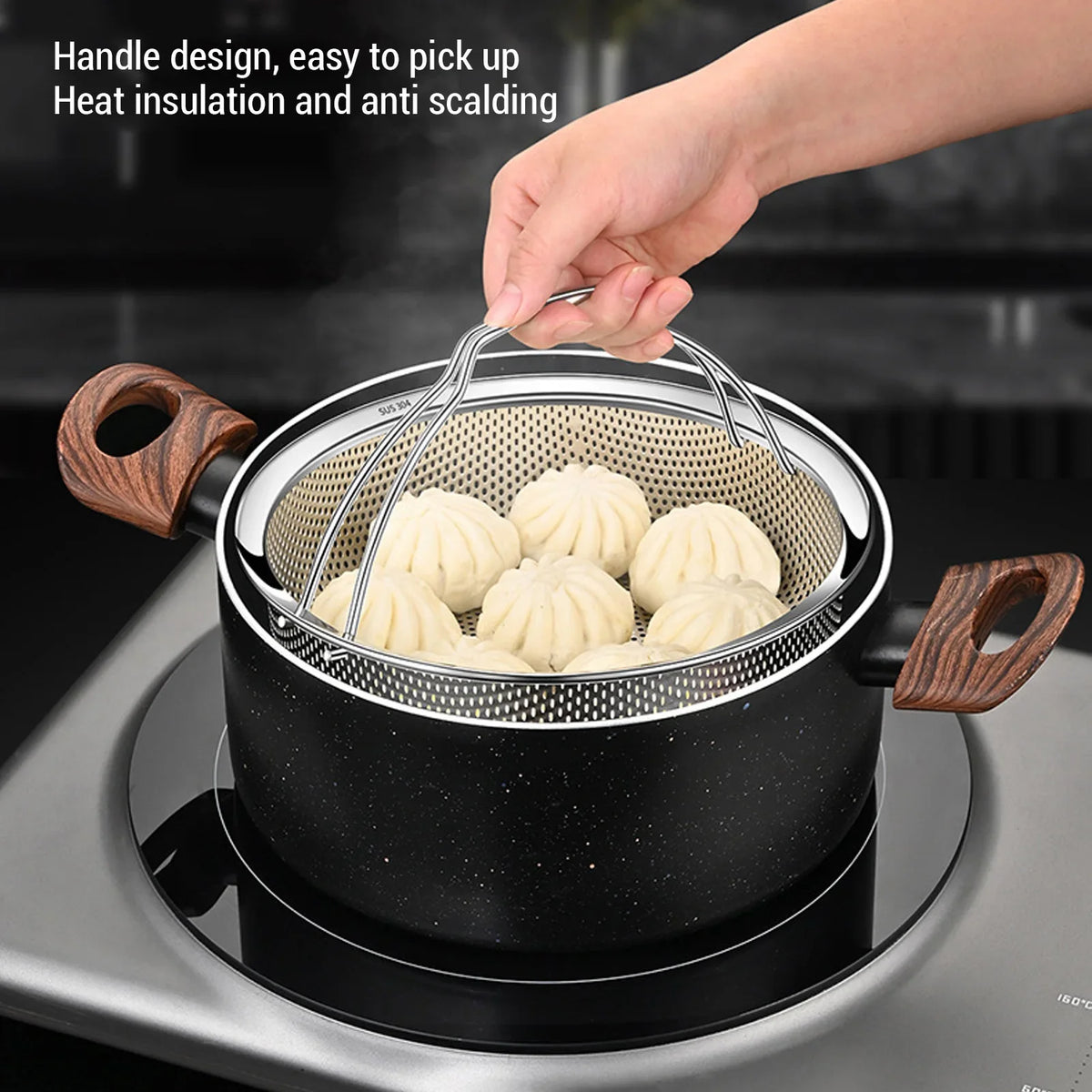 304 Stainless Steel Foldable Steam Basket & Steaming Rack Steaming Basket Qme
