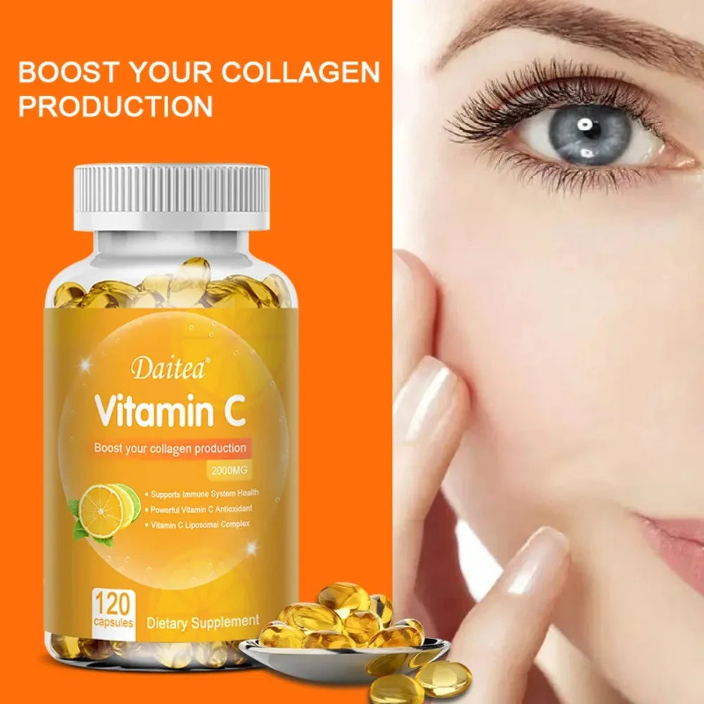Vitamin C 2000mg Capsules – Immune & Collagen Support Vitamin C Supplement Qst