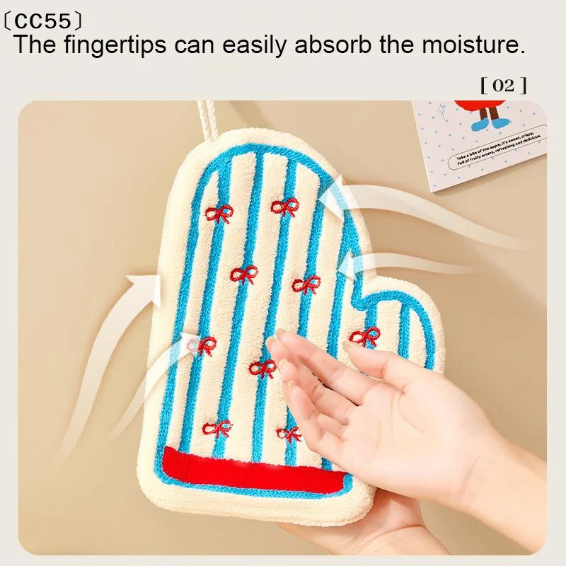 Coral Fleece Hangable Hand Towel – Lantern Pattern, Absorbent Decorative Hand Towel Qst