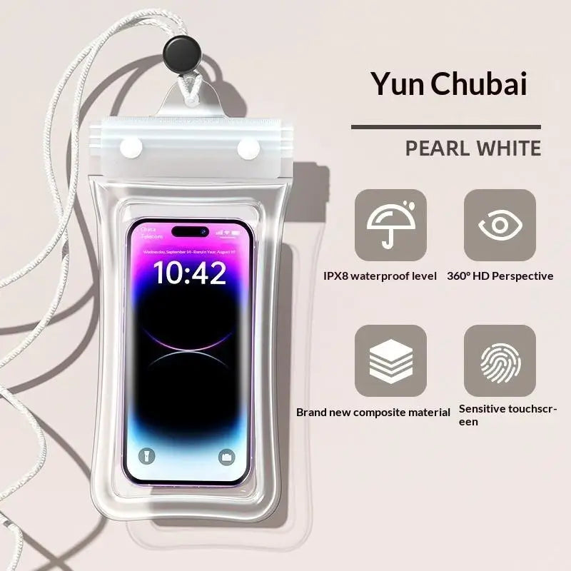 Waterproof Phone Pouch Bag – Swimming Armband & Lanyard Waterproof Phone Pouch Qme White