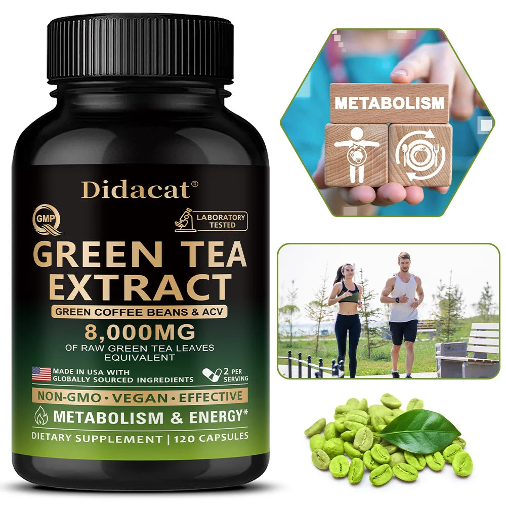 Green Tea Extract Capsules – Energy, Focus & Antioxidant Support Herbal Supplement Qst