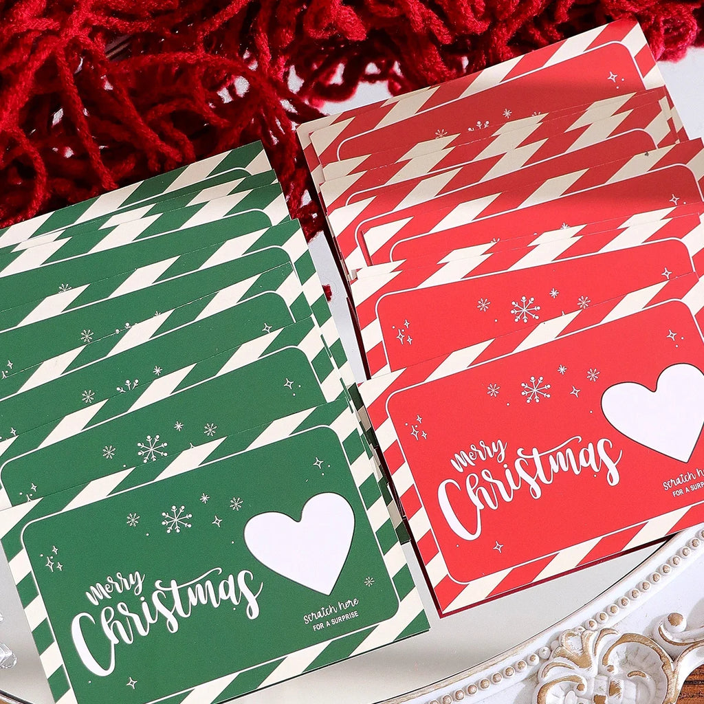 Christmas Lucky Scratch-Off Cards – Cute Cartoon Holiday Set Holiday Scratch-Off Cards Qme 10Green 10Red