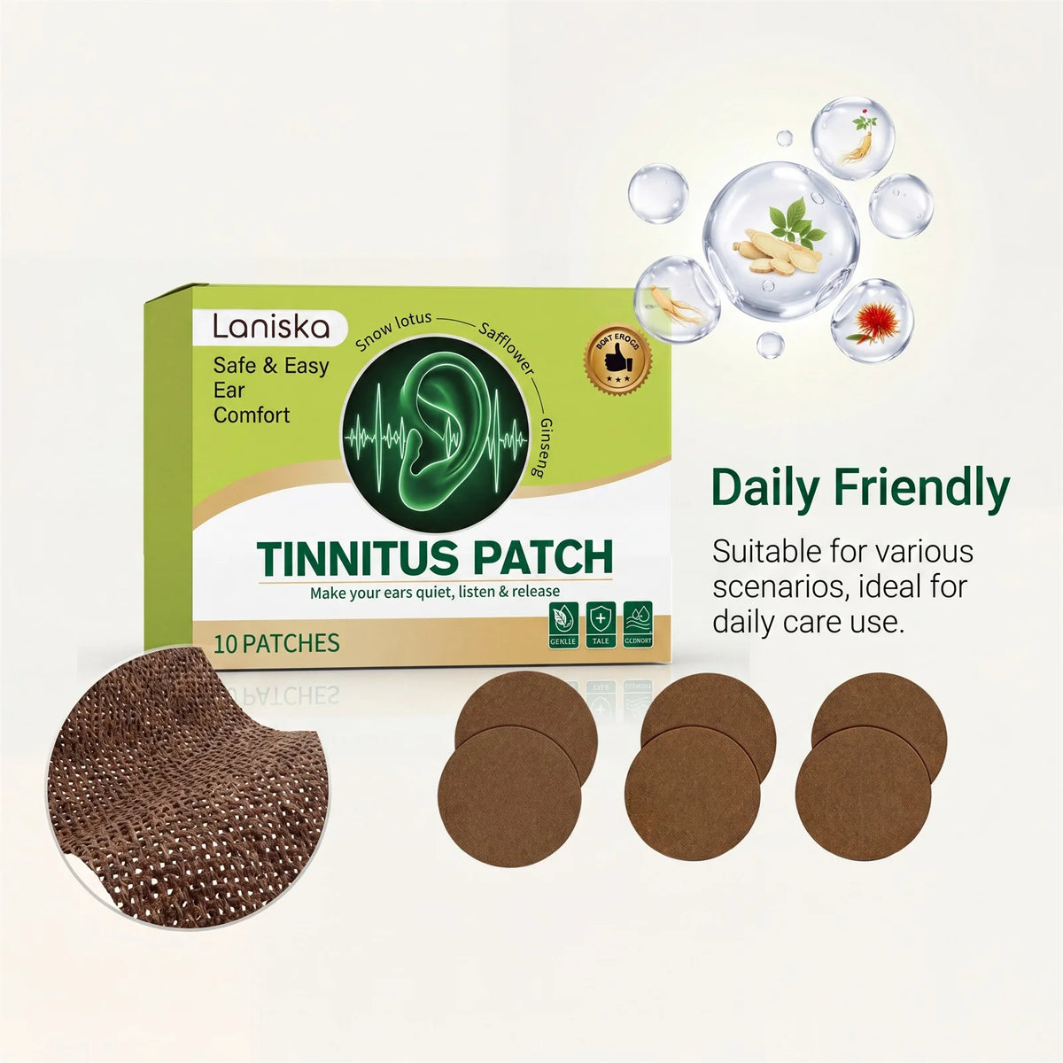 Laniska Ear Care Patches – Breathable Cotton, 10pcs Box Ear Care Patch Qst