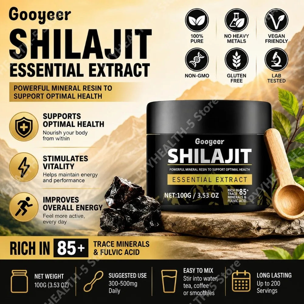 Shilajit Extract Powder – 85+ Trace Minerals & Fulvic Acid 100g Dietary Supplement Qst