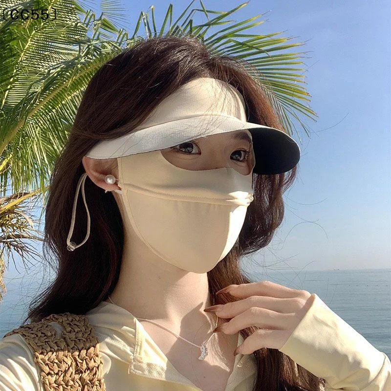 Ice Silk UPF50+ Full Face Sun Mask – UV & Neck Coverage Sun Protection Mask Qst