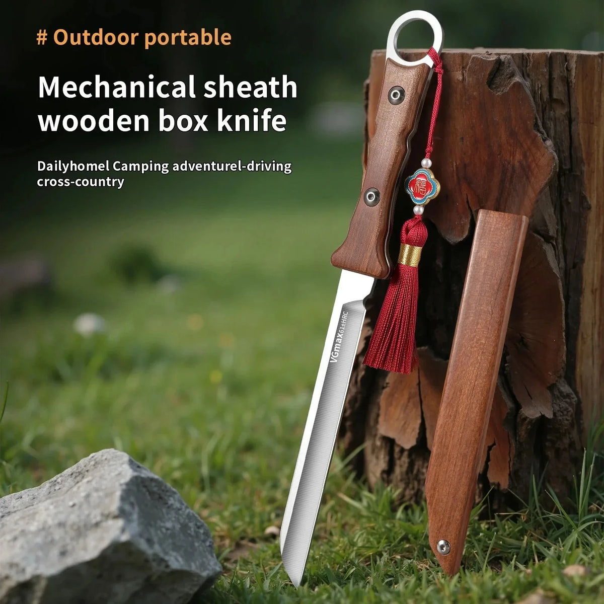 PLYS Handmade Stainless Steel Straight Knife – Outdoor & Kitchen Fixed Blade Knife Qst