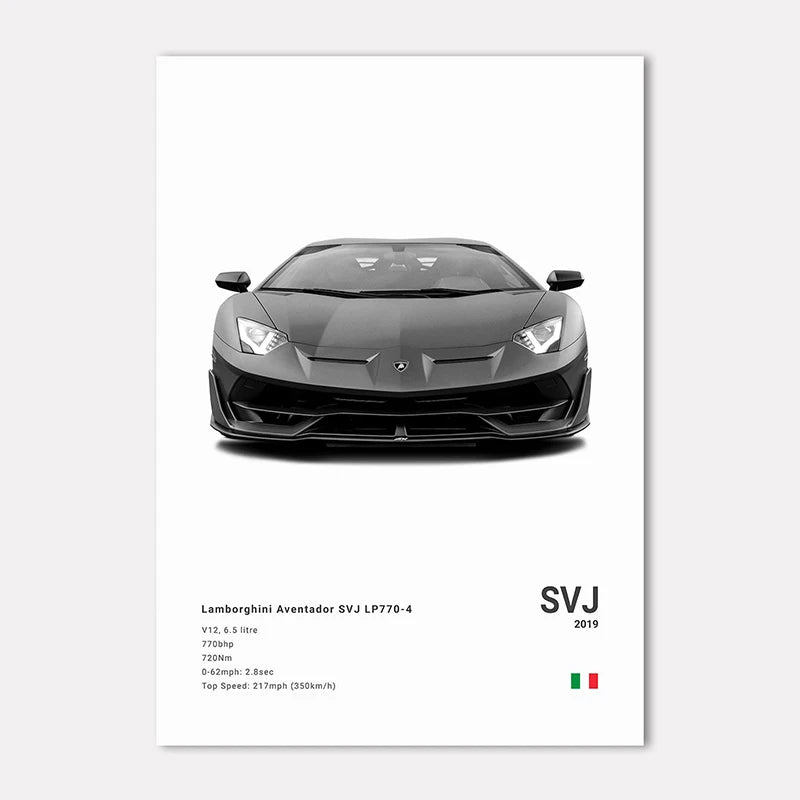 Supercar Canvas Wall Art Poster – M4 P1 Divo STO SVJ Unframed Canvas Wall Art Qst