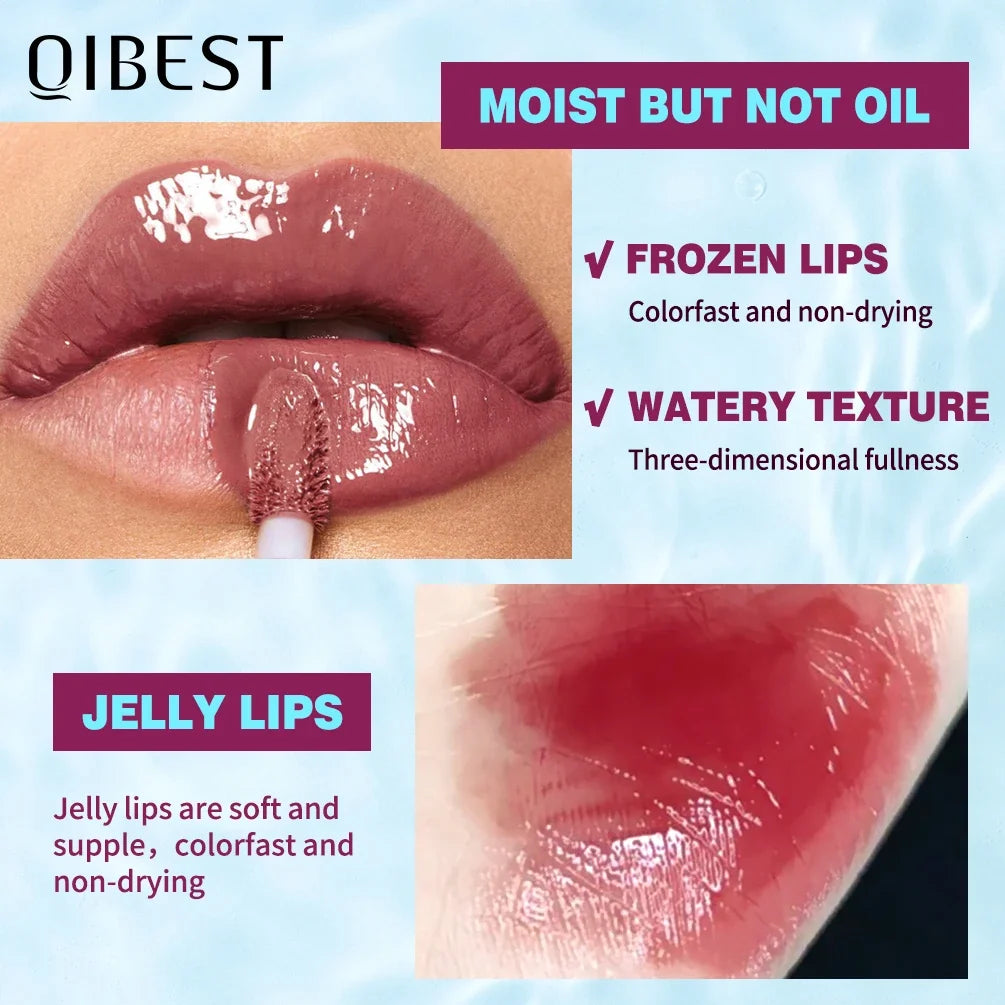 QIBEST Crystal Lip Gloss Mirror Watery Glaze | Long Lasting Lip Gloss Qme