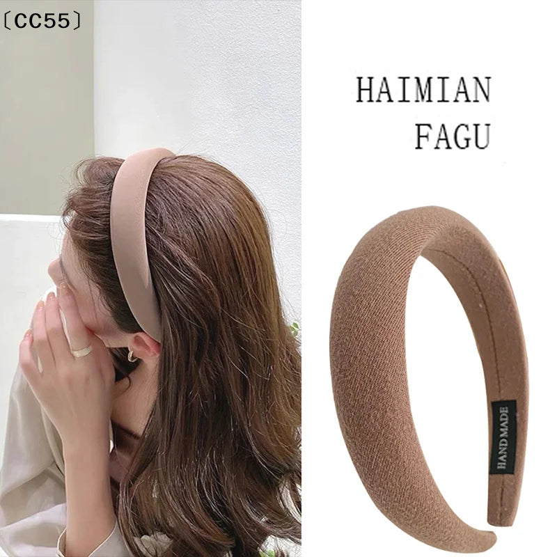 Padded Velvet Headband – Thick Sponge Hair Hoop for Women & Girls Hair Headband Qst