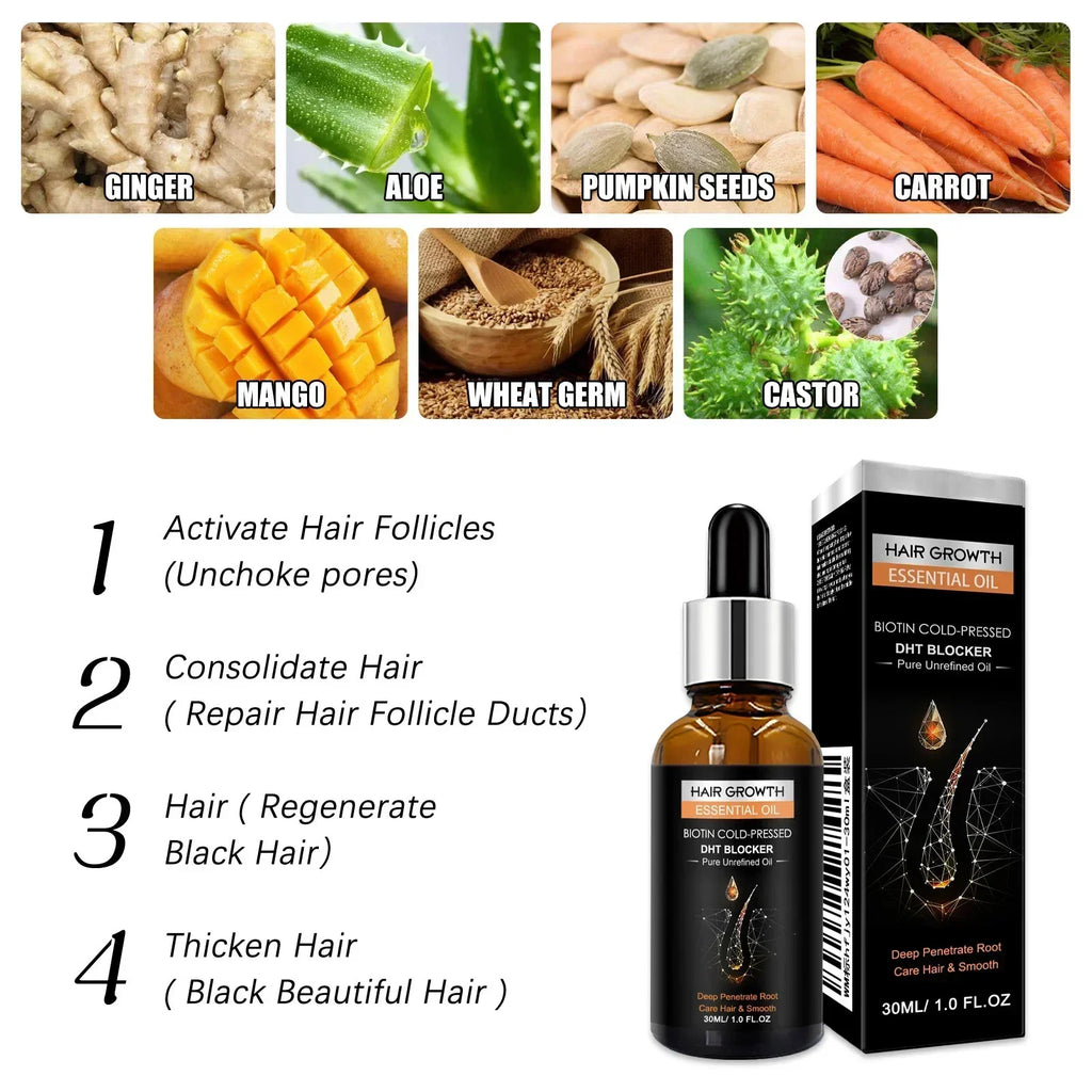 Biotin Hair Growth Oil & DHT Blocking Shampoo Boost | Qme Hair Growth Treatment Qme