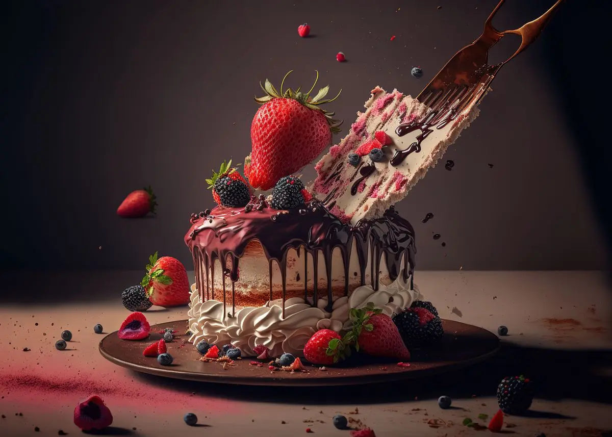 Chocolate Dessert Cake Canvas Wall Art – Kitchen & Bakery Decor Canvas Wall Art Qst J 30X40cm No Framed