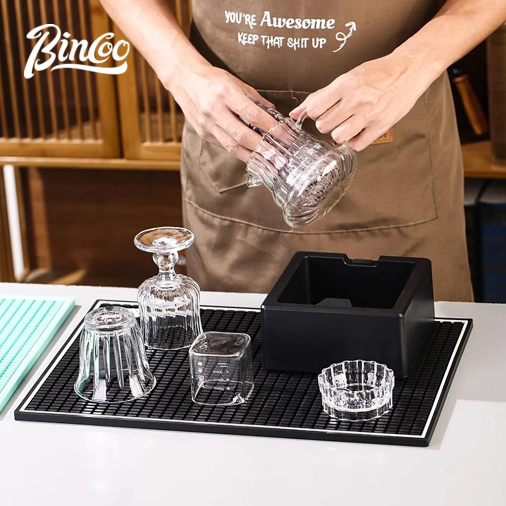 BINCOO Coffee Bar Mat Set – Anti-Slip Silicone Tamper Station Coffee Bar Mat Set Qst