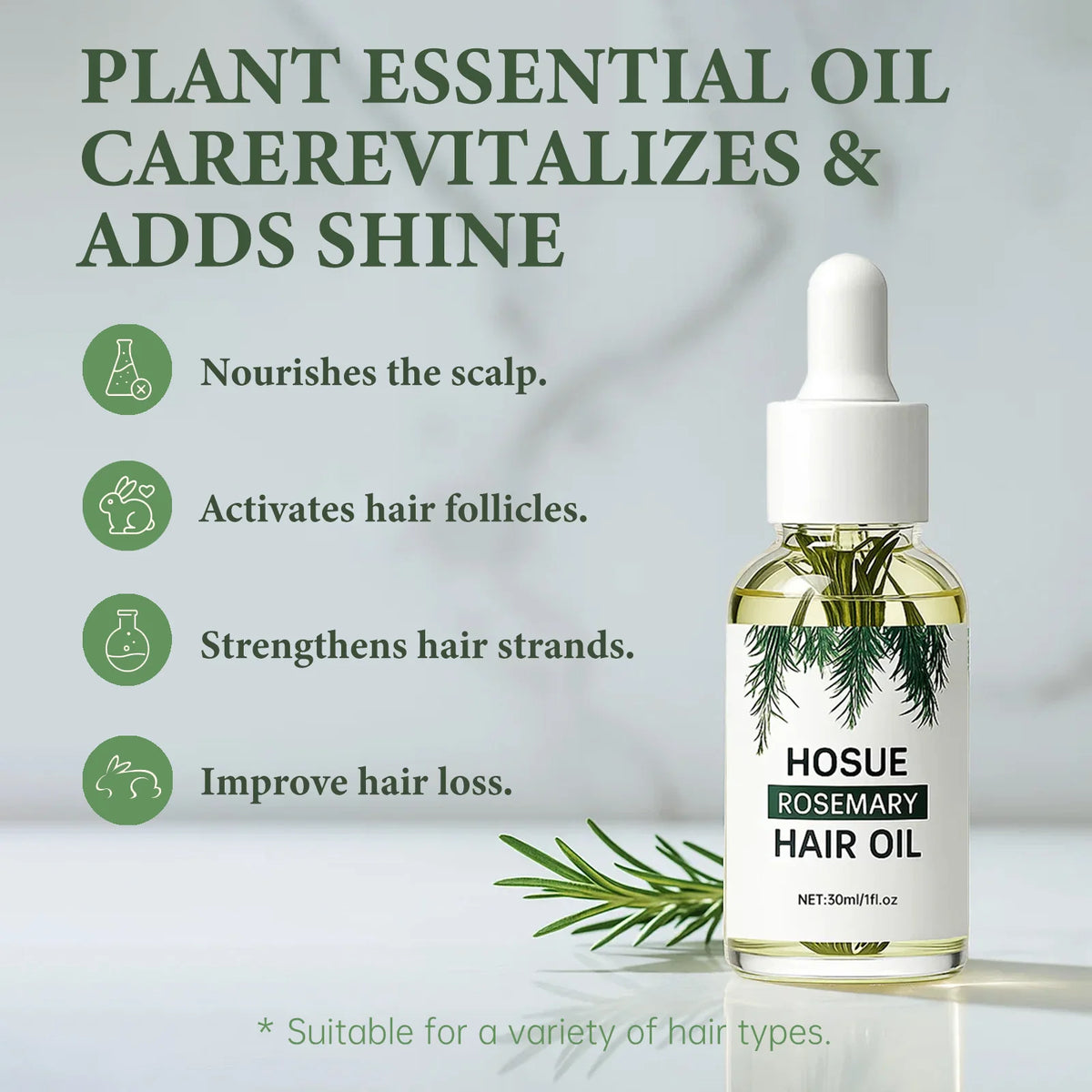 Rosemary Essential Oil Hair Serum – Scalp Treatment 30ml Hair Scalp Serum Qst