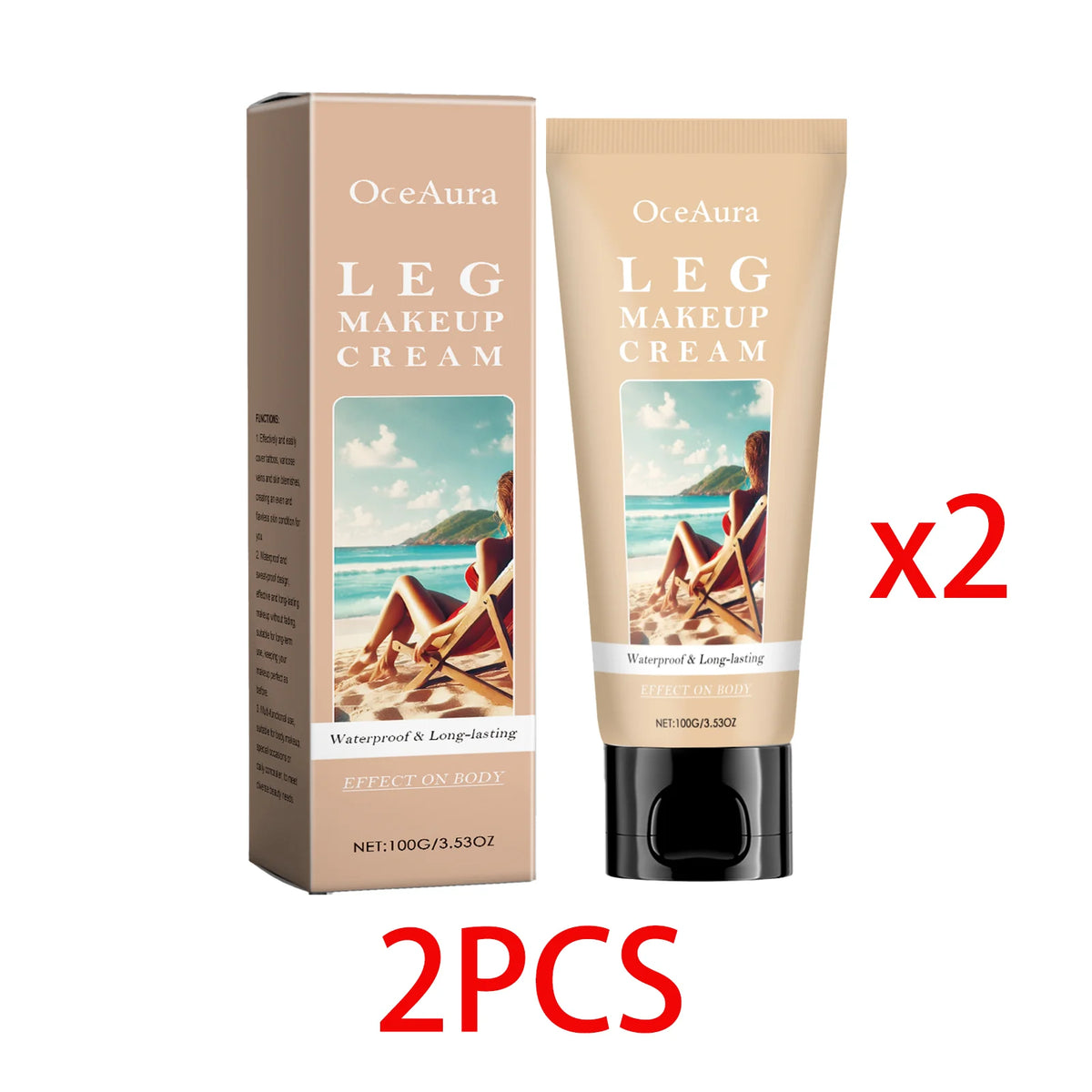 OceAura Waterproof Body Foundation – Full Coverage Leg Makeup Body Foundation Qst Ivory White 2PCS