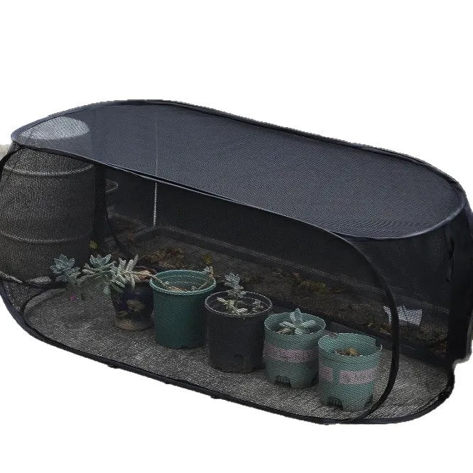 Foldable Plant Shade Net Cover with Steel Wire Frame Garden Plant Cover Qst 99x40x45cm Black