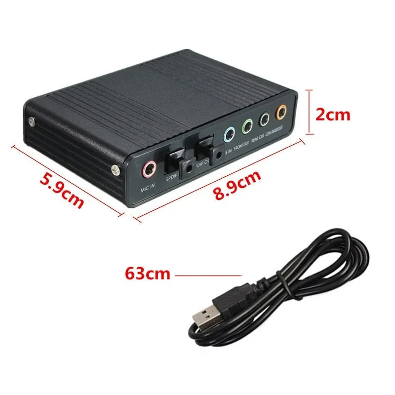 Qme USB 5.1 External Sound Card Optical Audio Adapter USB Sound Card Qme