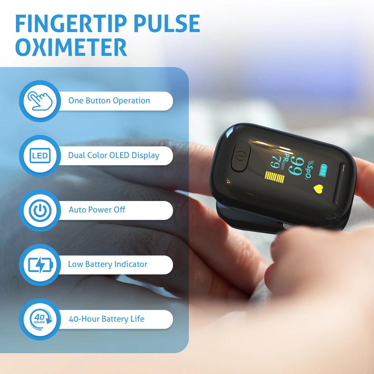 KTS C5AO Fingertip Pulse Oximeter – SpO2, Pulse Rate & PI Monitor Fingertip Pulse Oximeter Qst