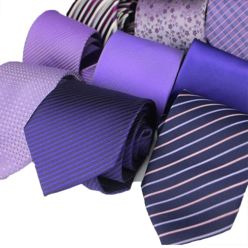 Purple Floral Stripe Elegant Necktie | Tuxedo Fashion Tie Formal Necktie Qme