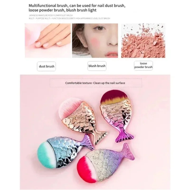 Fishtail Nail Brush – Soft Cosmetic Dust Brush, 14 Colors Nail Care Brush Qme