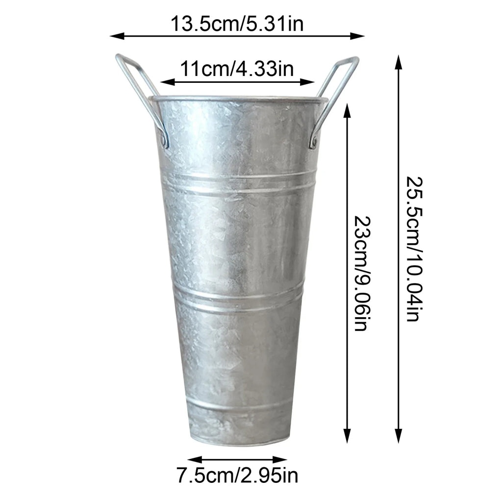 Small Galvanized Tin Flower Buckets with Handles – Set of 6 Decorative Tin Buckets Qme