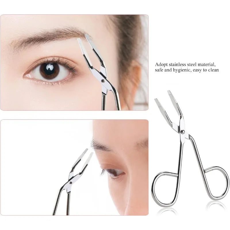 Stainless Steel Eyebrow Scissors & Flat Tip Tweezers Set Eyebrow Grooming Set Qme