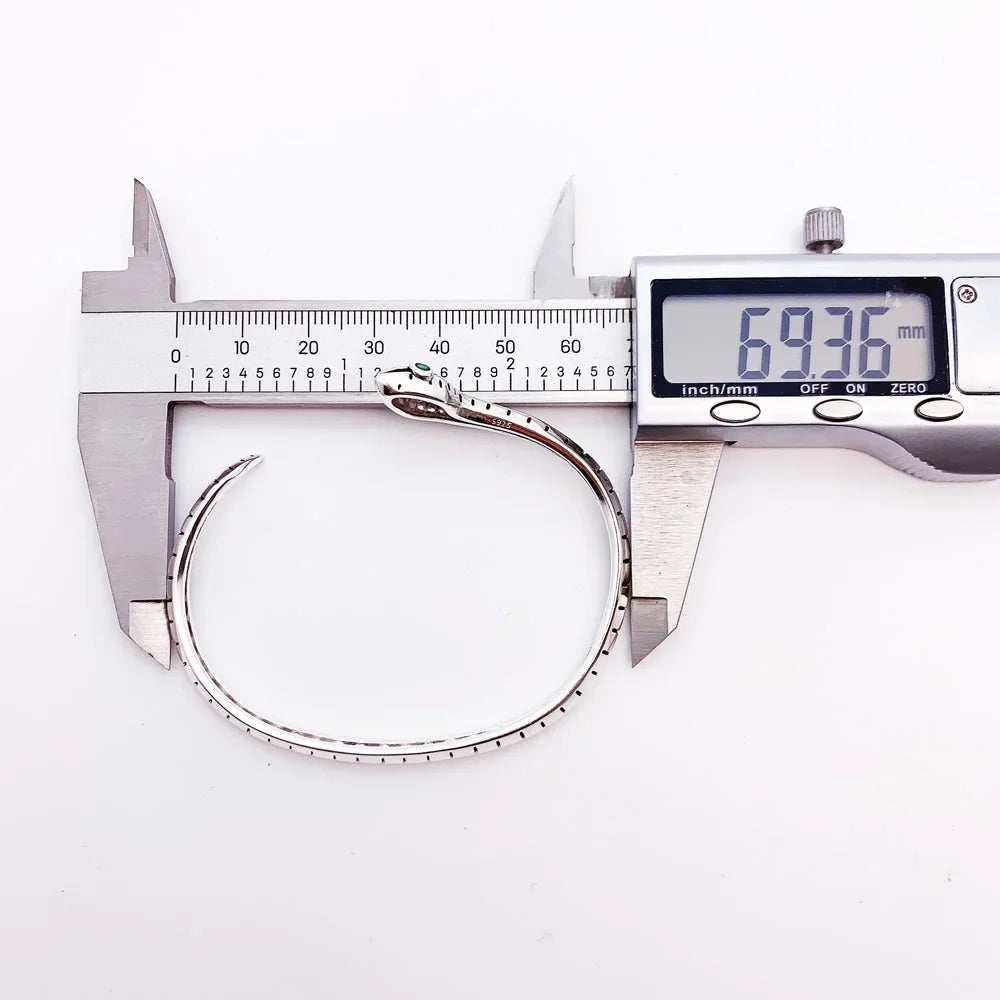 Blackened 925 Sterling Silver Snake Bangle Bracelet | Qme Sterling Silver Bangle Qme