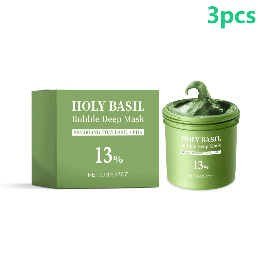 Holy Basil Bubble Deep Cleansing Face Mask | Pore & Oil Control Bubble Cleansing Mask Qst 3pcs