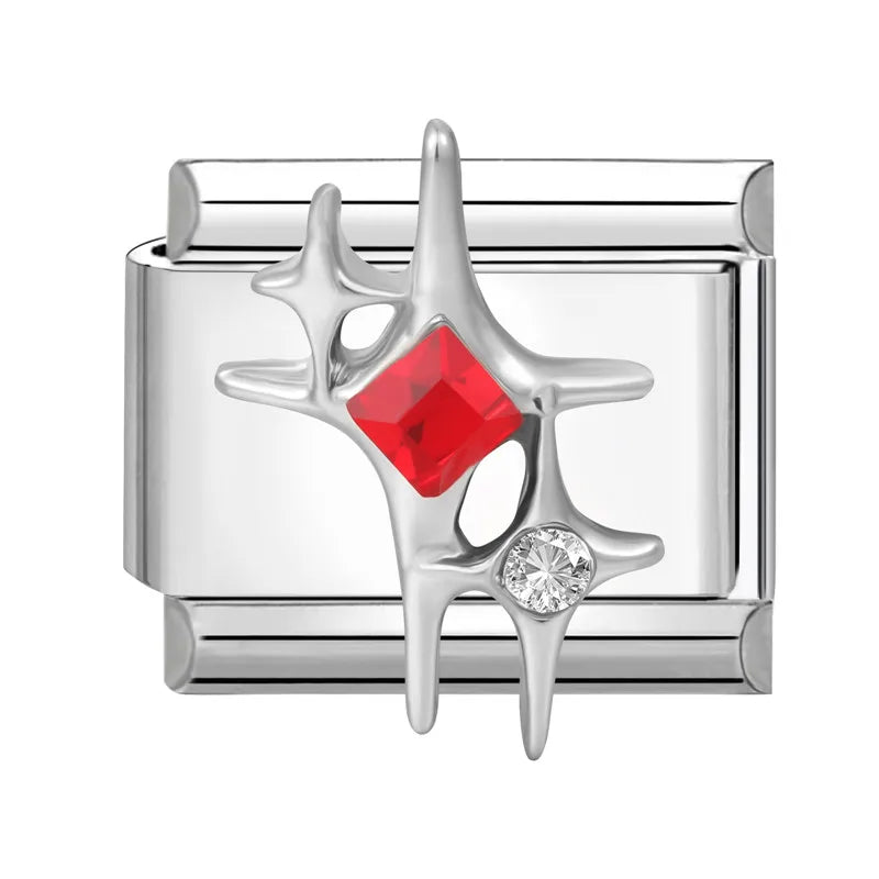 Zircon Stars & Cherry Italian Charm Links | DIY Bracelet Italian Charm Links Qme Style 10