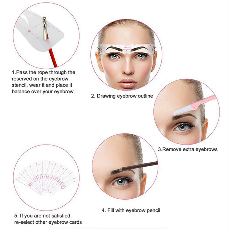 6-Style Reusable Eyebrow Stencils – PVC Shaping Template Kit Eyebrow Stencil Kit Qst