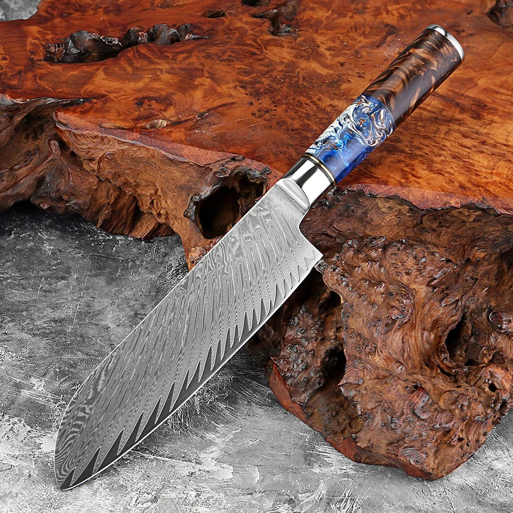 XITUO 7" Damascus Santoku Knife – 67-Layer Steel, Wood Handle Santoku Chef Knife Qst