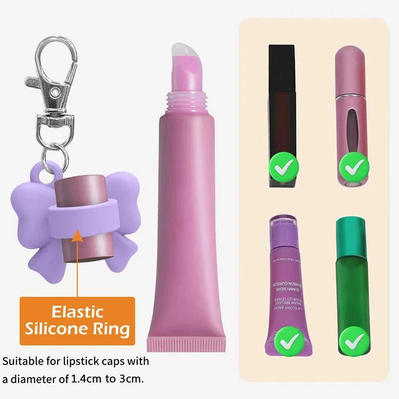 Silicone Lip Balm Keychain Cap | Portable Lip Gloss Case Lip Balm Keychain Case Qme