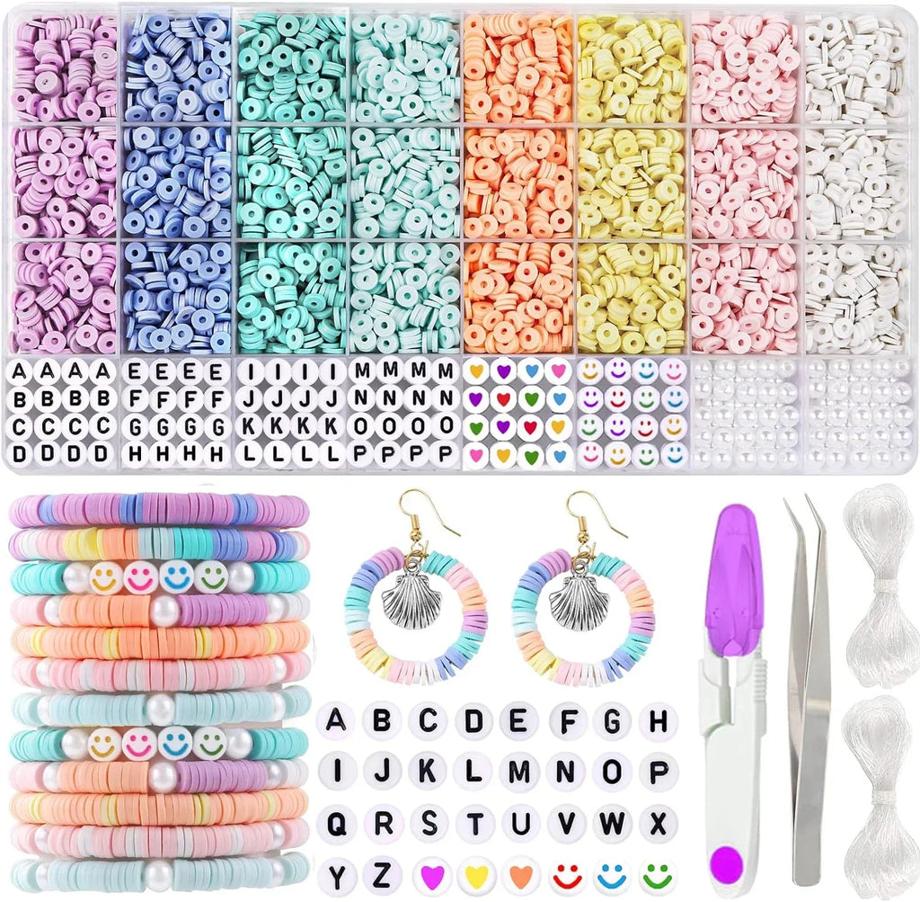 Macaron Polymer Clay Flat Chip Beads – DIY Bracelet & Necklace Kit Jewelry Making Beads Qme Kit