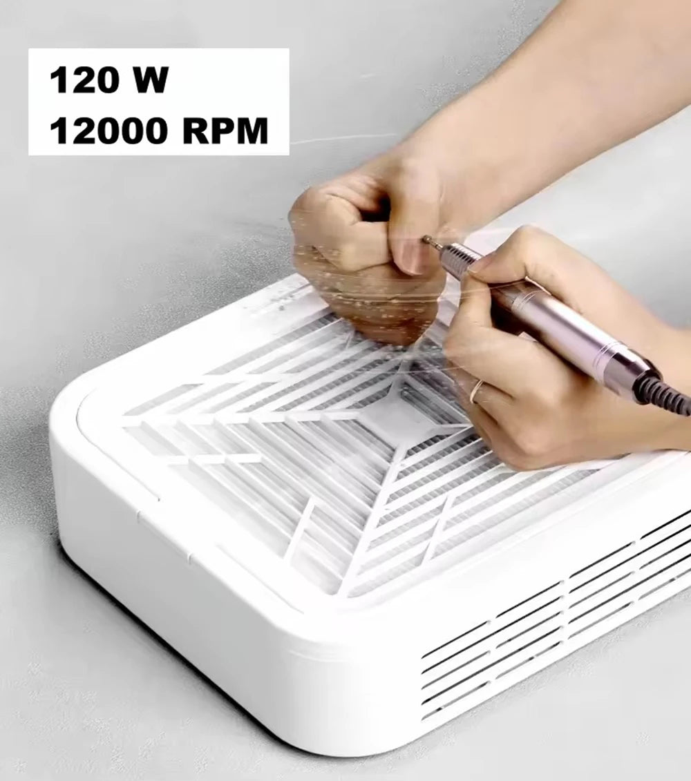 120W Brushless Nail Dust Collector Vacuum – 3-Speed, 2 Filters Nail Dust Collector Qst