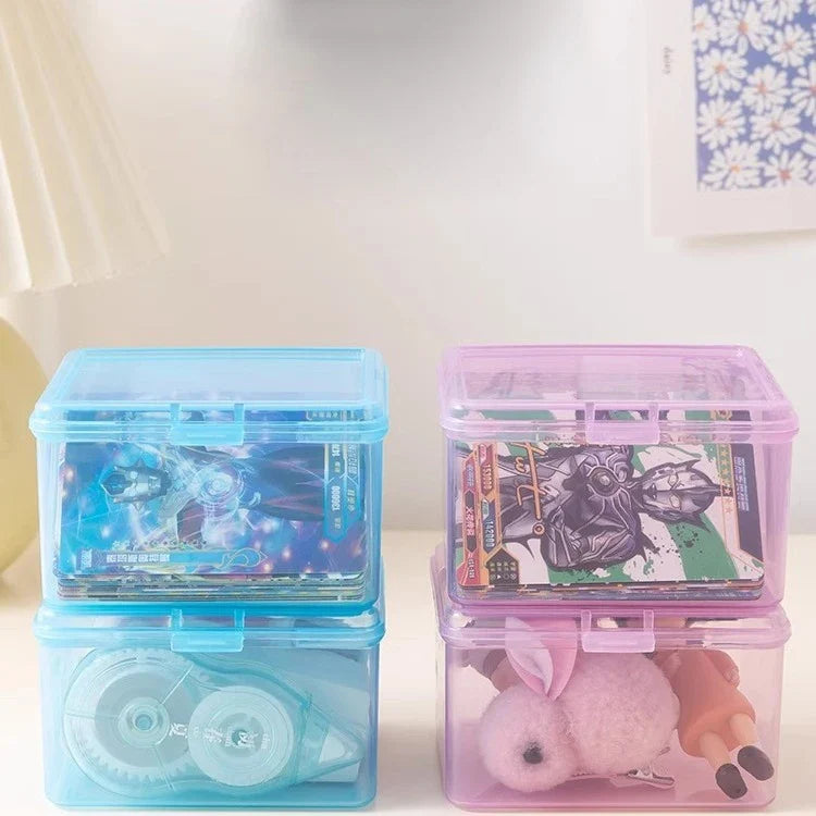 Transparent Plastic Desk Organizer Box – Card & Stationery Desk Organizer Box Qme
