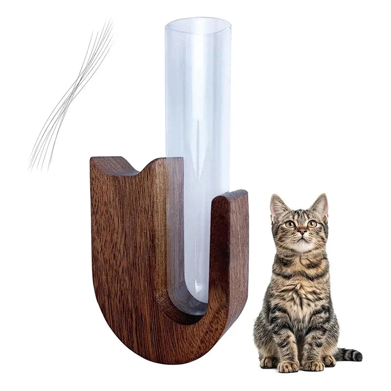 Cat Whisker Keeper Vase Fridge Magnet – Wooden & Glass Cat Whisker Keepsake Qme