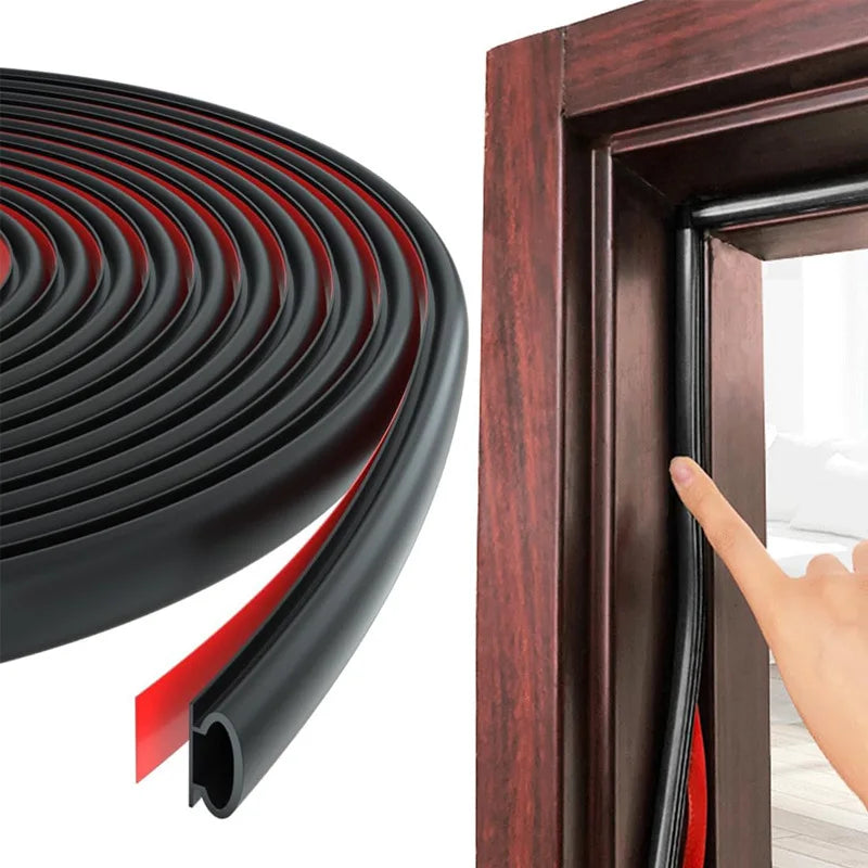 Rubber Door Window Sealing Strip Weatherproof 6–15M Self-Adhesive Weather Sealing Strip Qme black 10M 9mm