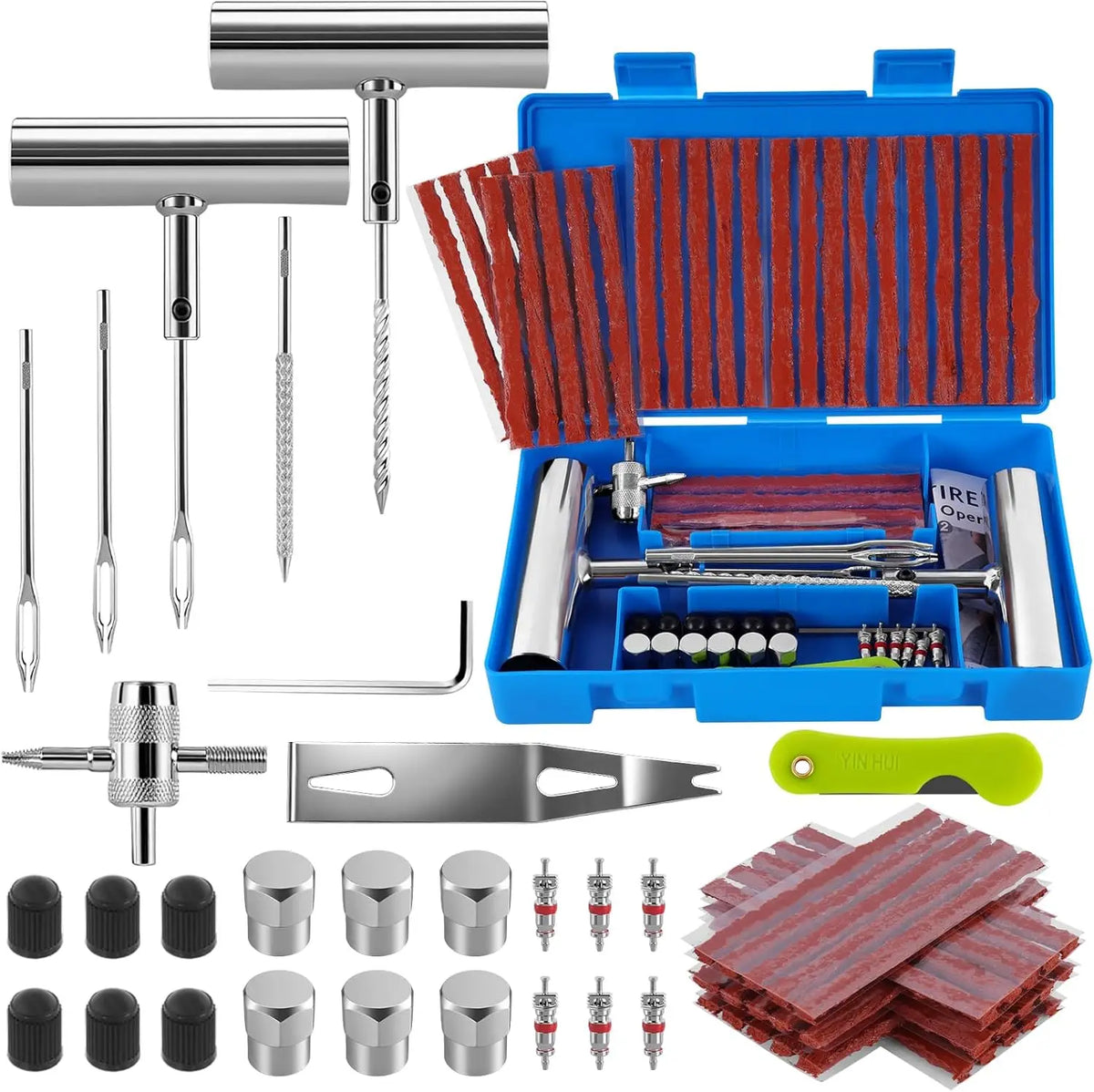 Heavy Duty Tire Repair Plug Kit – Durable Rubber Plugs Tire Repair Kit Qme Blue