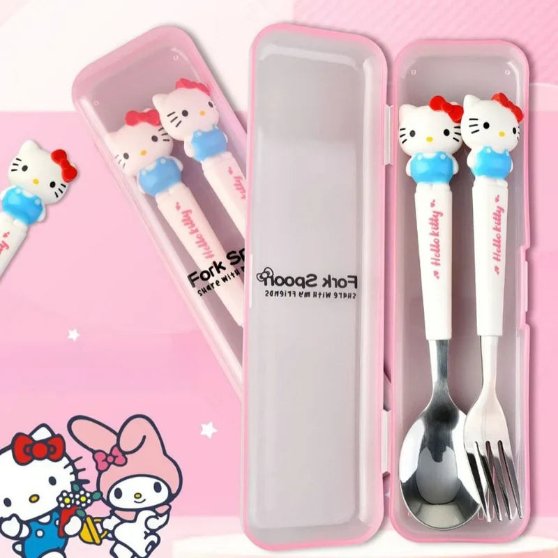 Hello Kitty Kuromi 304 Stainless Steel Portable Cutlery Set Portable Cutlery Set Qme