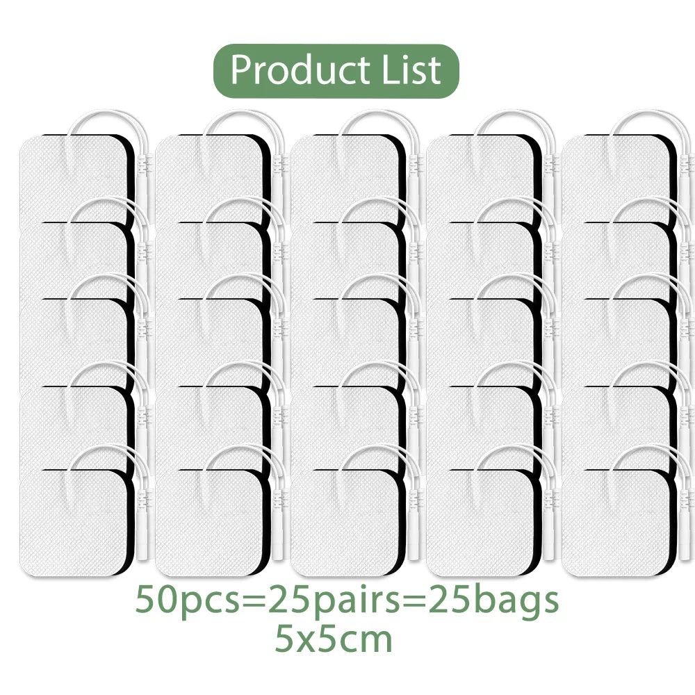 TENS EMS Electrode Pads Non-Woven Replacement 10–100 Pack Electrode Pads Qst Z1-128-50Pcs 5x5cm